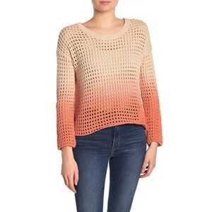 Good Luck Gem Cream Peace Ombe Open Stitch Cotton Sweater S